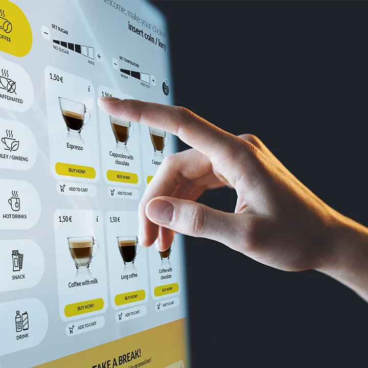 Sanden Vendo G-Caffè UNI-Q Touch: Getränkeauswahl am Touch-Display