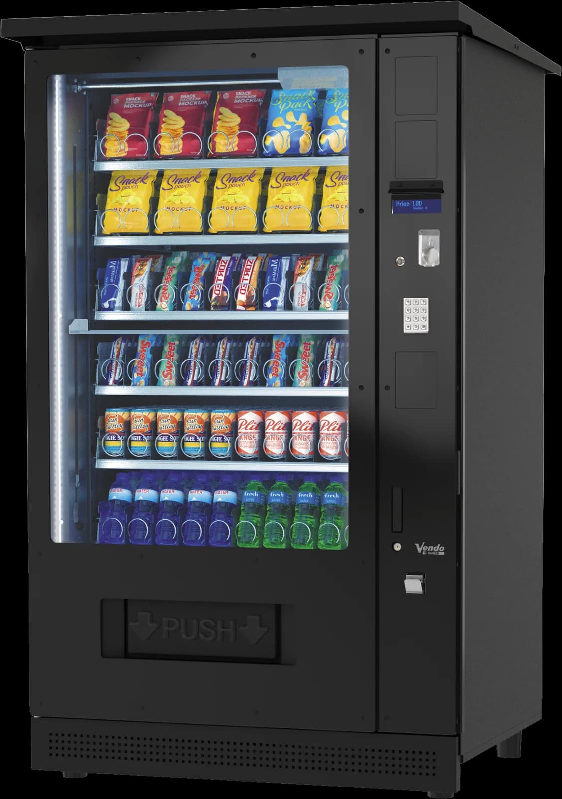 Sanden Vendo G-Snack Outdoor SMX OD, Seitenansicht