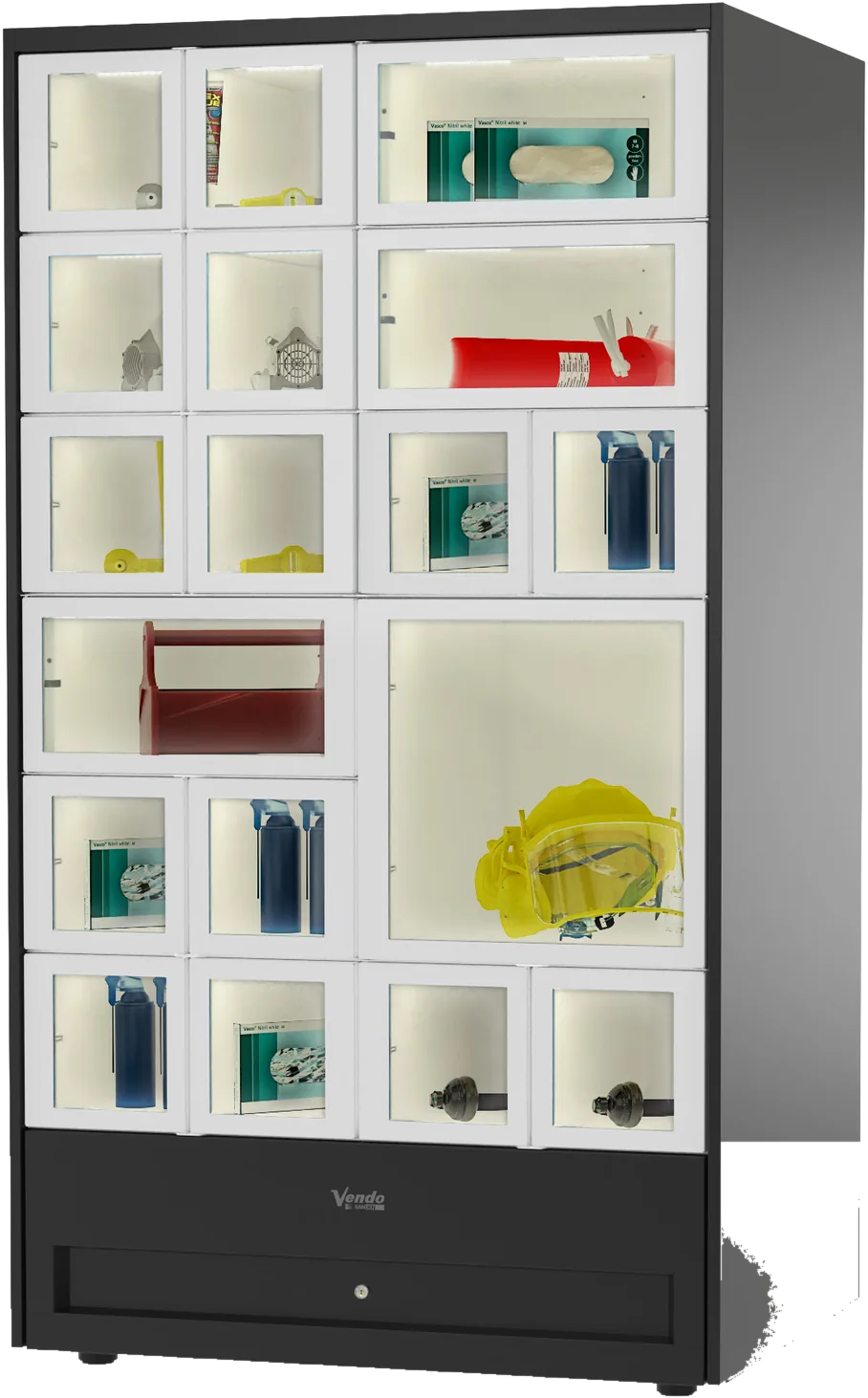 Sanden Vendo Matrix Locker, Seitenansicht