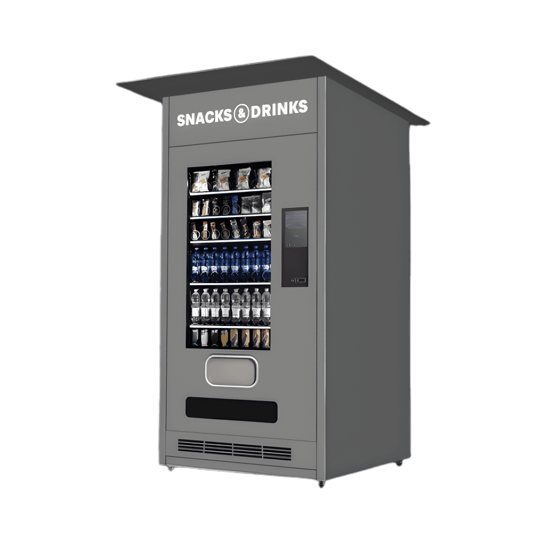 Vendingautomat mit wetterfester Umhausung für Snacks und Getränke