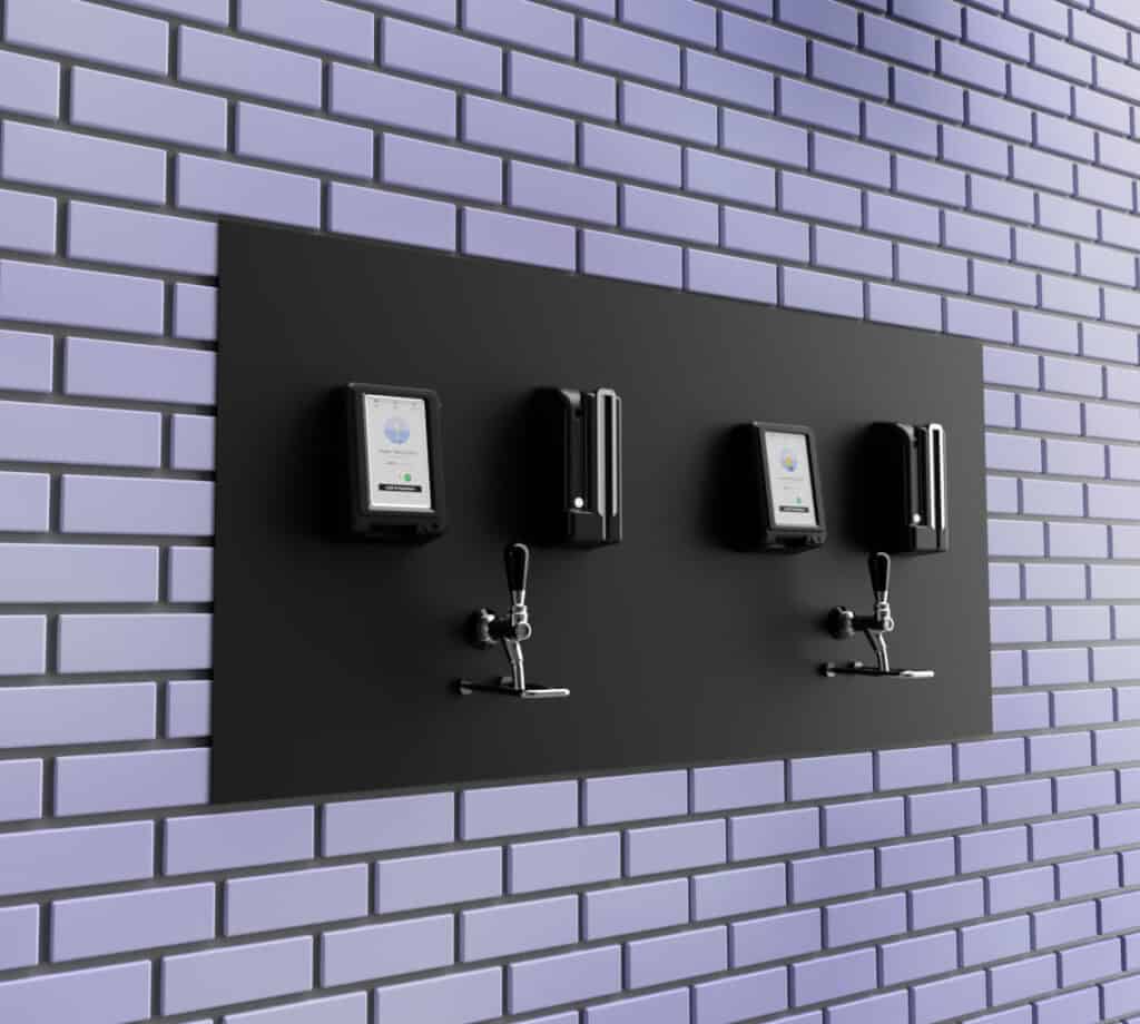 Bierzapfautomat mit zwei Zapfhähnen und digitalen Anzeigen, ideal für Veranstaltungen und Gastronomi.