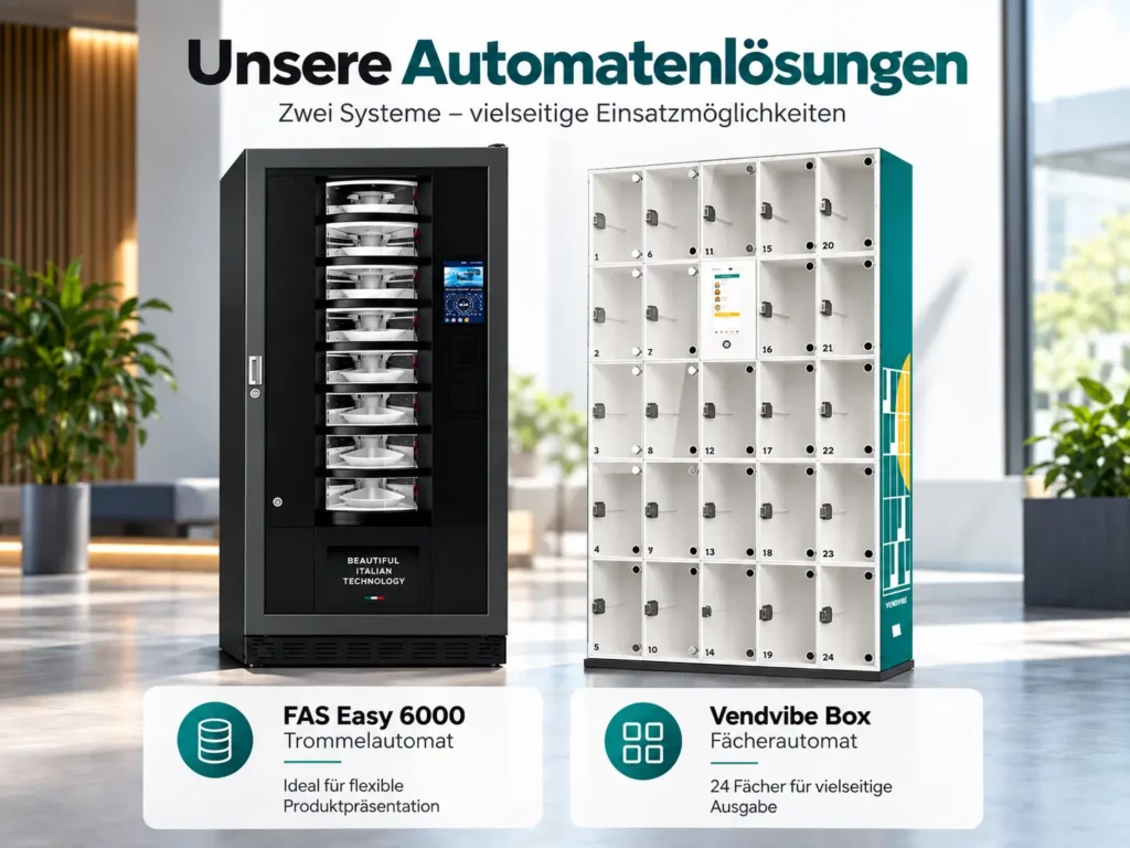 Unterschiede von Trommel-, Fächer- und Wandautomaten